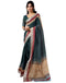Vasthrlay Womens Printed Beige And Dark Grey Saree With Unstitched Blouse Piece