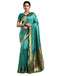 Vasthrlay Jacquard Paithani Unstitched Teal Saree
