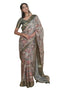 Vasthrlay Earthy Multicolor Abstract Print Polyester Saree With Antique Zari Border And Unstitched Blouse Piece