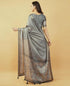 Vasthrlay Beige Rust Geometric Print Polyester Saree With Dull Gold Zari Border And Unstitched Blouse Piece