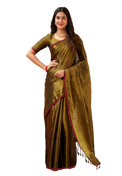Vasthrlay Handloom Unstitched Brown Ethnic Wear