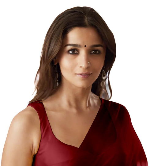 Vasthrlay Red Georgette Unstitched Saree