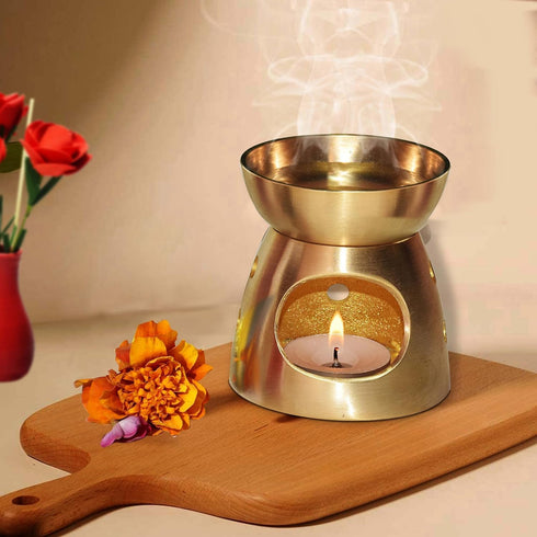 Brass Oil Burner with Candle for Diffuser Oils for Stress Relief