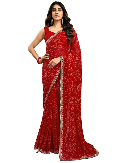Vasthrlay Georgette Embroidery Dark Saree