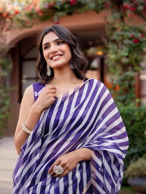 Vasthrlay Womens Printed Unstitched Dusty Pink Saree