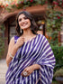Vasthrlay Womens Printed Purple And White Saree With Unstitched Blouse Piece
