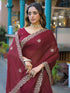 Vasthrlay Georgette Embroidery Unstitched Coral Saree