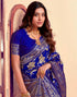 Vasthrlay Pure Kanjivaram Silk Blue Saree Banarasi With Blouse Piece