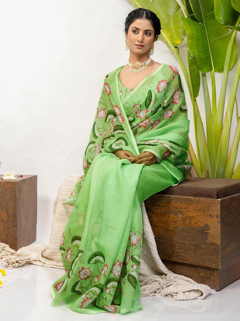 Vasthrlay Printed White1 White Saree