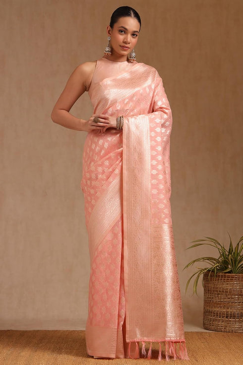 Vasthrlay Peach Tussar Woven