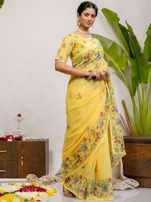 Vasthrlay Printed White1 White Saree