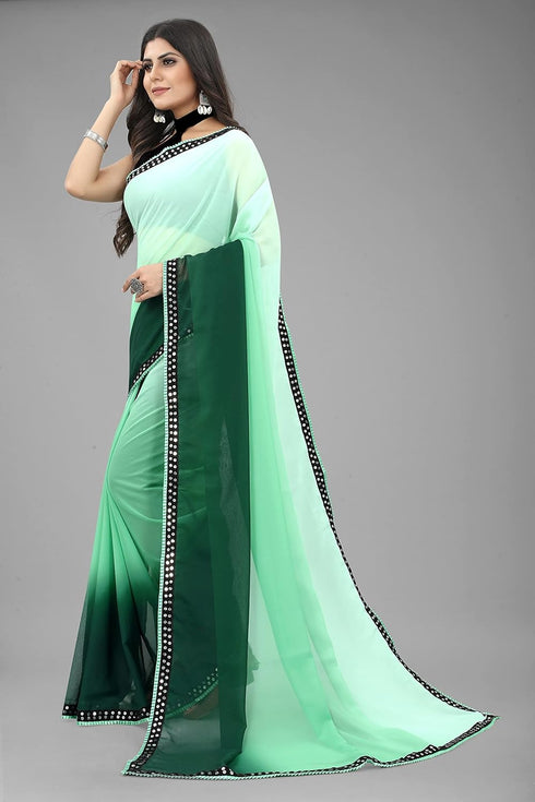 Vasthrlay Georgette Embroidered Mahendi Traditional