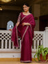 Vasthrlay Sequins Embroidery Unstitched Maroon Saree