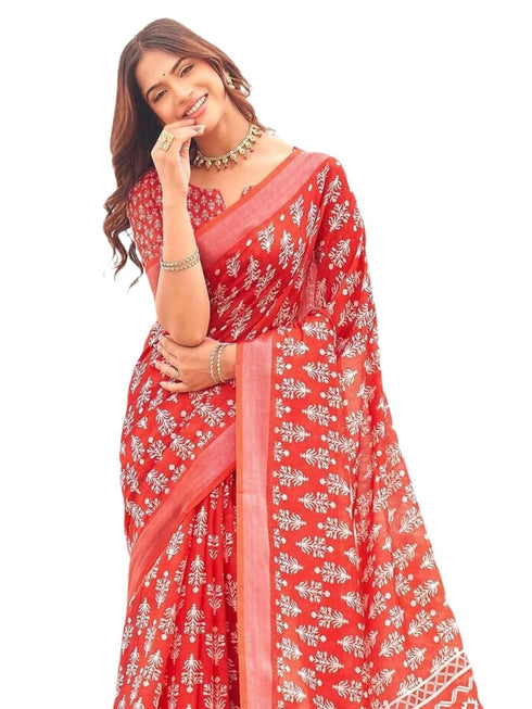 Vasthrlay Womens Printed Unstitched Light Green Saree
