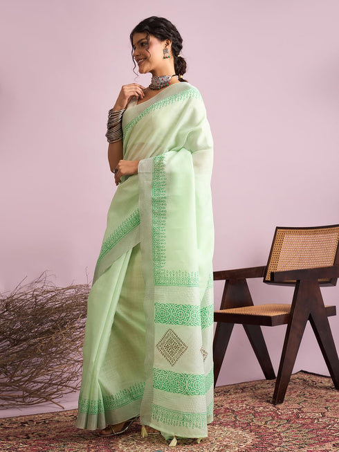 Vasthrlay Printed Unstitched Blouse Ethnic Wear