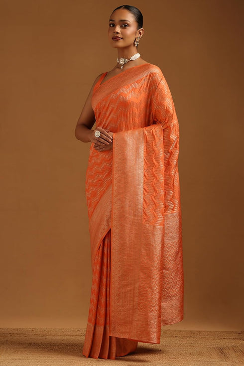 Vasthrlay Orange Georgette Woven