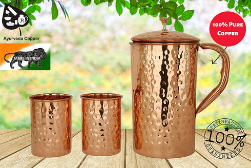 copper Water Jug With 2 Glass