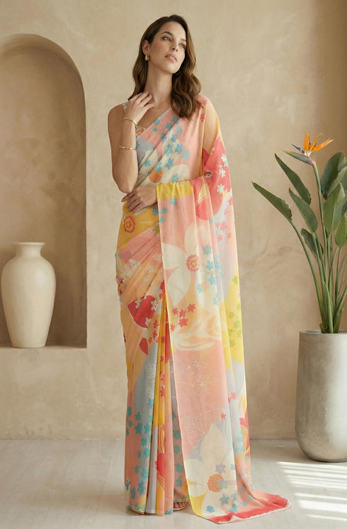Vasthrlay Georgette Printed Saree