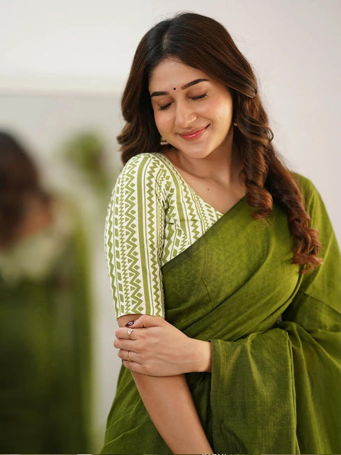 Vasthrlay Handloom Printed Unstitched Purple Ethnic Wear