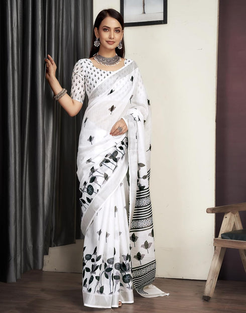 Vasthrlay Special Printed Unstitched Beige Saree