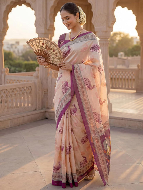 Vasthrlay Banglori Printed Dusty Saree