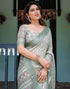 Vasthrlay Womens Printed Unstitched Light Green Saree