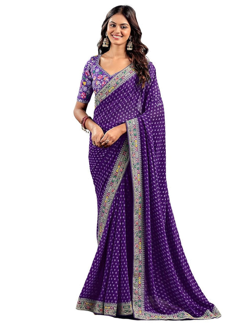 Vasthrlay Georgette Embroidery Rani Saree