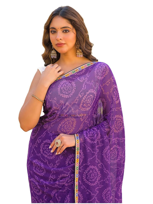 Vasthrlay Georgette Bandhani Orange Saree