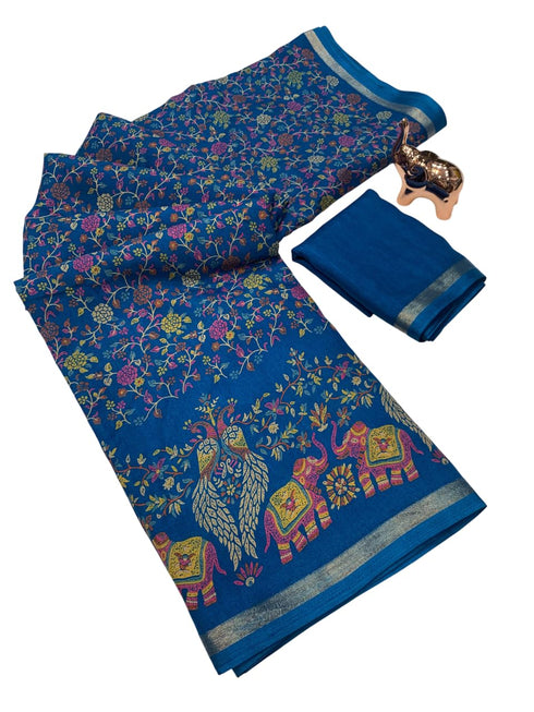 Vasthrlay Kalamkari Digital Piece Navy