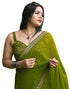 Vasthrlay Georgette Leheriya Light Green Saree With Unstitched Blouse Piece