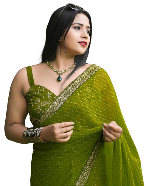 Vasthrlay Georgette Leheriya Unstitched Blue Saree