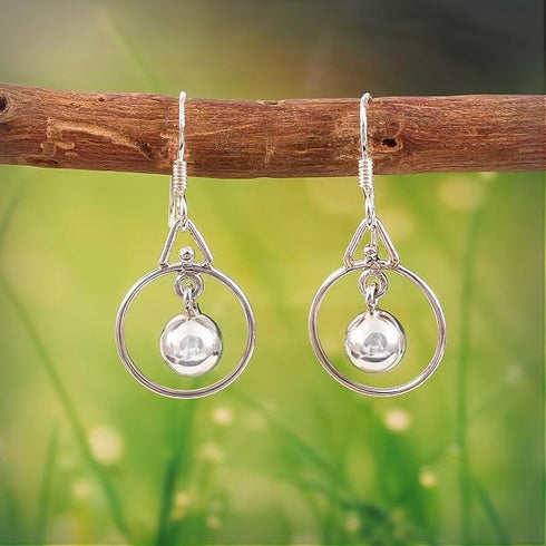 Zyrene 925 Sterling Silver Circle Drop Earrings for Women
