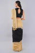 Vasthrlay Black Plain Cotton Saree With Pocket And Unstitched Blouse Piece