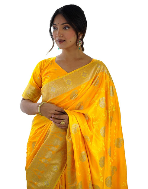 Vasthrlay Banarasi Weaving Unstitched Blue Saree