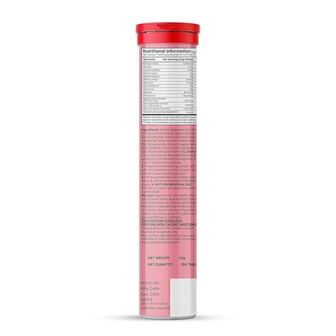 Plix Flavored Apple Cider Vinegar Effervescent TabletJuicy Watermelon (Pack of 4) 15 Effervescent Tablet Each