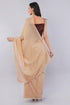 Vasthrlay Beige Plain Cotton Saree With Pocket And Unstitched Blouse Piece