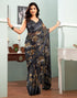 Vasthrlay Georgette Sequence Unstitched Black Saree