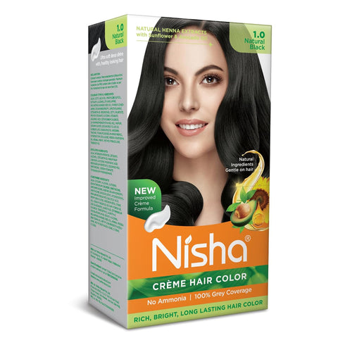 Nisha Cream 1.0 Natural Black Hair Color
