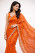 Vasthrlay Women's Orange Chiffon Saree with Embellished Border | Lightweight Party Designer Saree