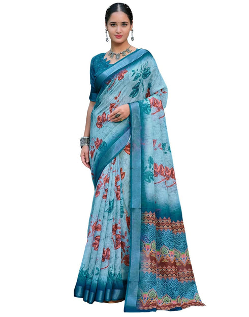 Vasthrlay Womens Unstitched Blouse White Saree