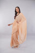 Vasthrlay Beige Plain Cotton Saree With Pocket And Unstitched Blouse Piece