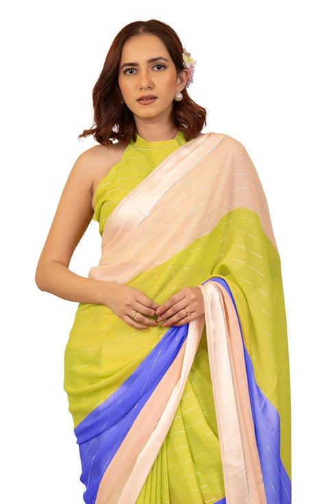 Vasthrlay Fashion Georgette Geometric Green Ethnic Wear