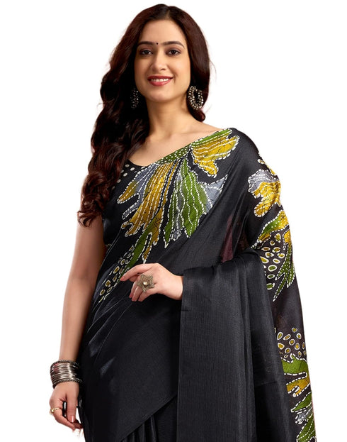 Vasthrlay Womens Printed Unstitched White Saree