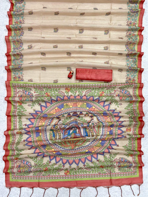 Vasthrlay Tussar Saree Madhubani