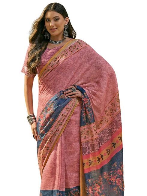 Vasthrlay Weaving Printed Beige Saree