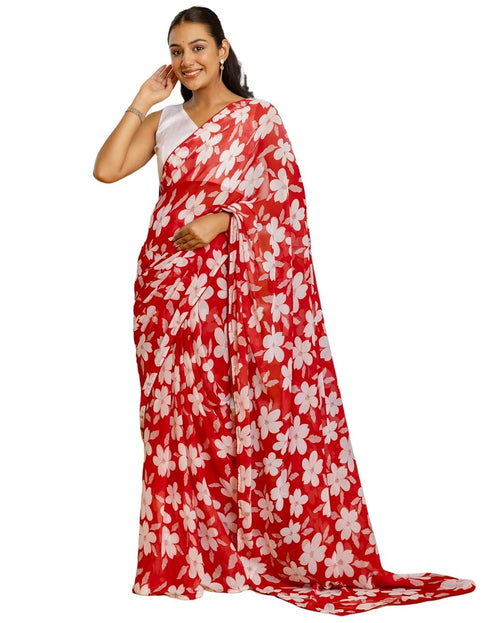 Vasthrlay Georgette Printed Unstitched Lavender Saree