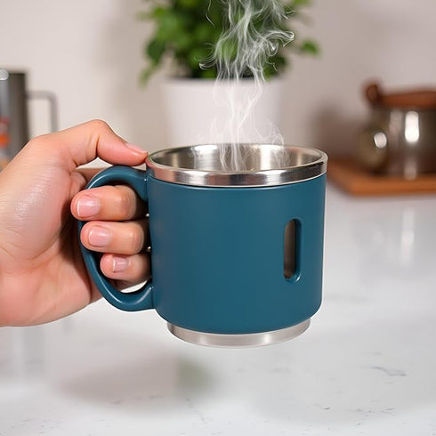 Stainless Steel Double Wall Coffee Mug Set 6 Pc