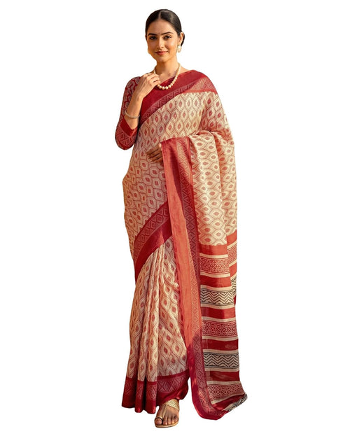 Vasthrlay Womens Printed Unstitched Navy Blue Saree