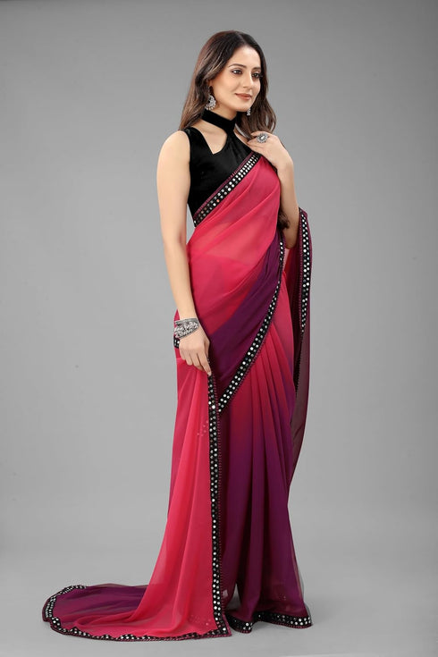 Vasthrlay Georgette Embroidered Mahendi Traditional