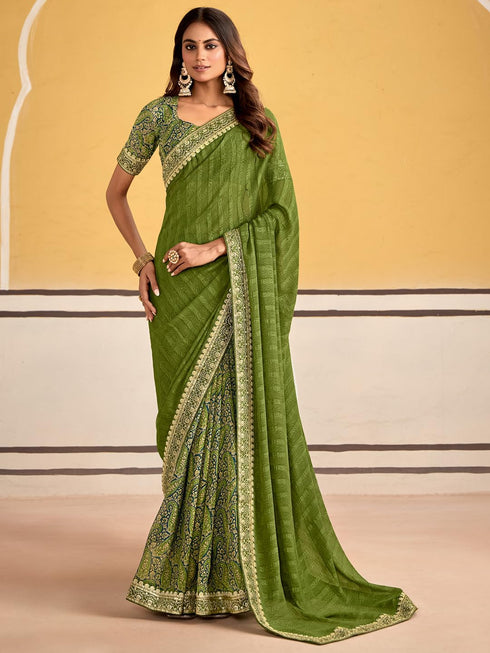 Vasthrlay Georgette Embroidered Unstitched Designer Ethnic Wear